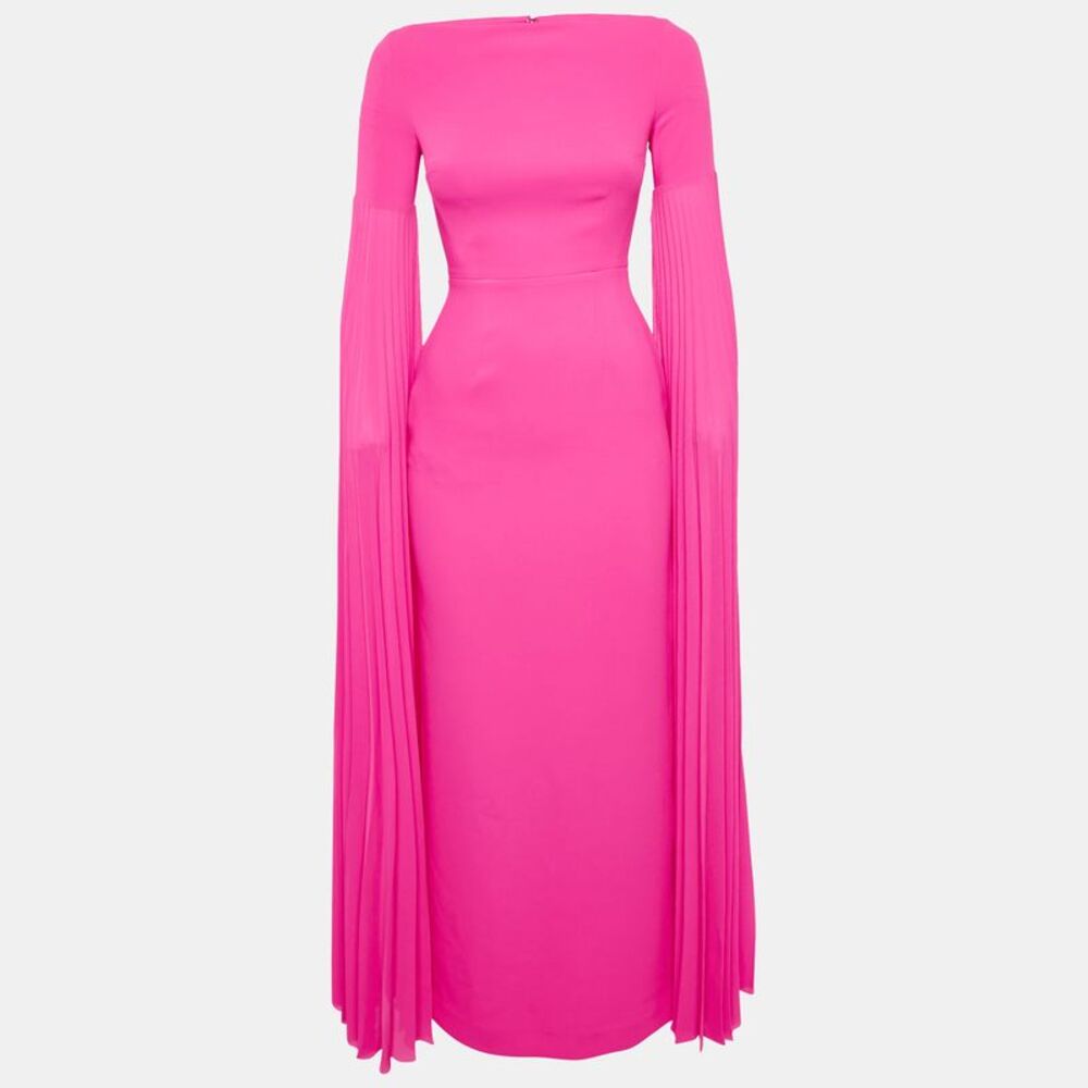 Solace London Fuchsia Pink Crepe Grace Maxi Dress Xs - Picture 1 of 5